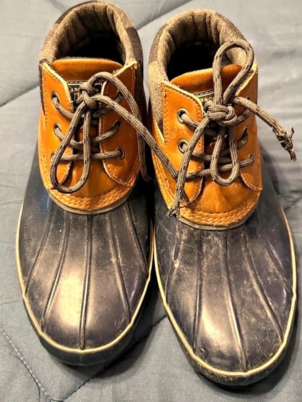 Bass Mandarin Leather Duck Boots in Black & Brown US 9